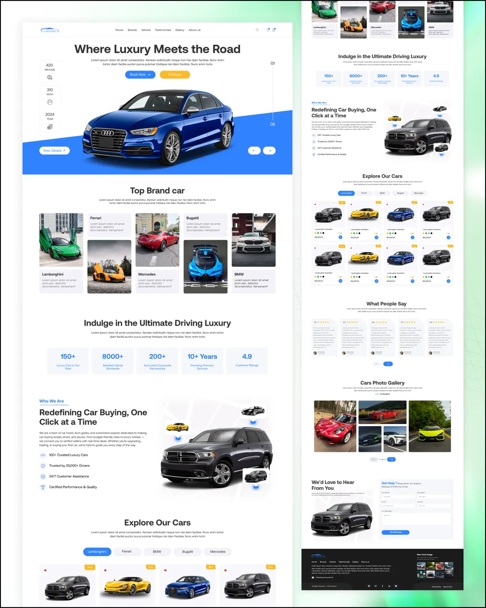 CarZone full page design preview