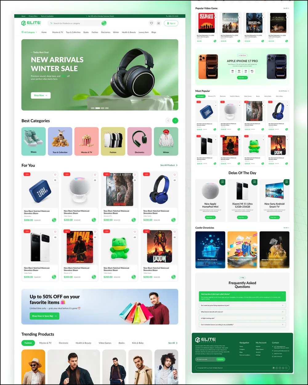 Elite Commerce Marketplace full page design preview